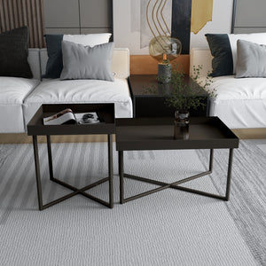 Set di tavolini Heinola tavolini da salotto set da 2 pezzi acciaio nero [en.casa] - premiumXL