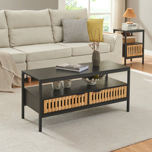 Couchtisch Luniehti 100x40x48 cm Schwarz/Natur [en.casa] - premiumXL