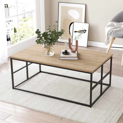 Tavolino da salotto Velendi 100x60x40 cm effetto rovere/nero [en.casa] - premiumXL