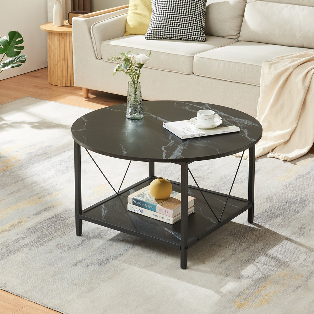 Tavolino da Caffè Filem con Piano Rotondo e Ripiano ØxA: 80 x 46 cm [en.casa]
