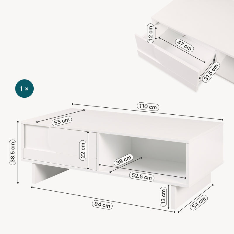 Schizzo in scala Tavolino Katanshumn con spazio di archiviazione 110x55x39 cm [en.casa]