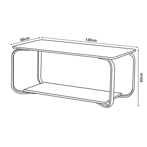 Tavolino Centrale da Salotto Kolta con Ripiano 120x60x43 cm [en.casa]