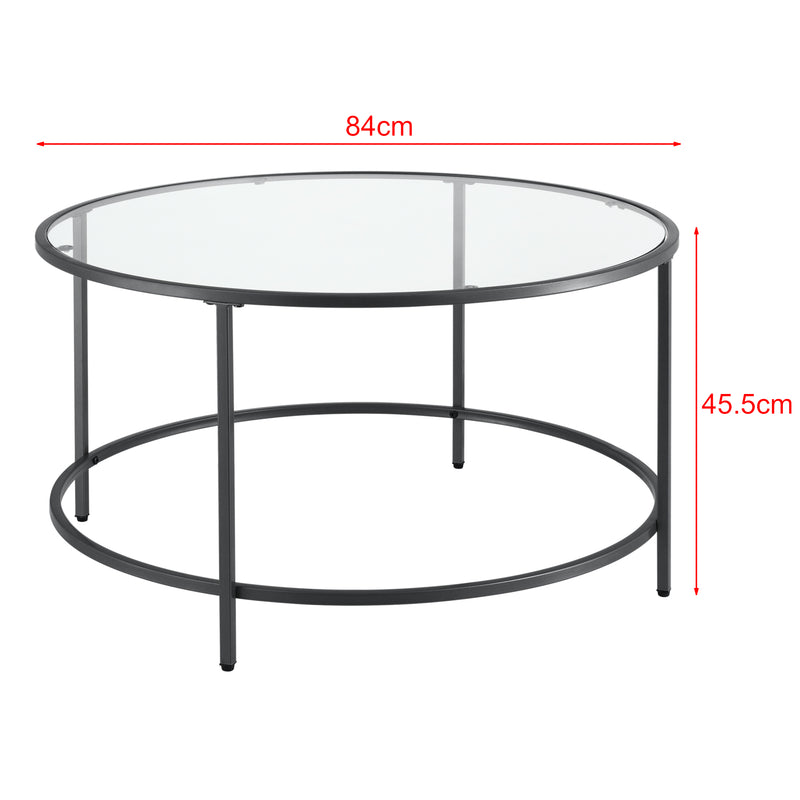 Schizzo in scala Tavolino Rotondo Kouvola con Piano in Vetro Ø 84 x 46 cm [en.casa] 