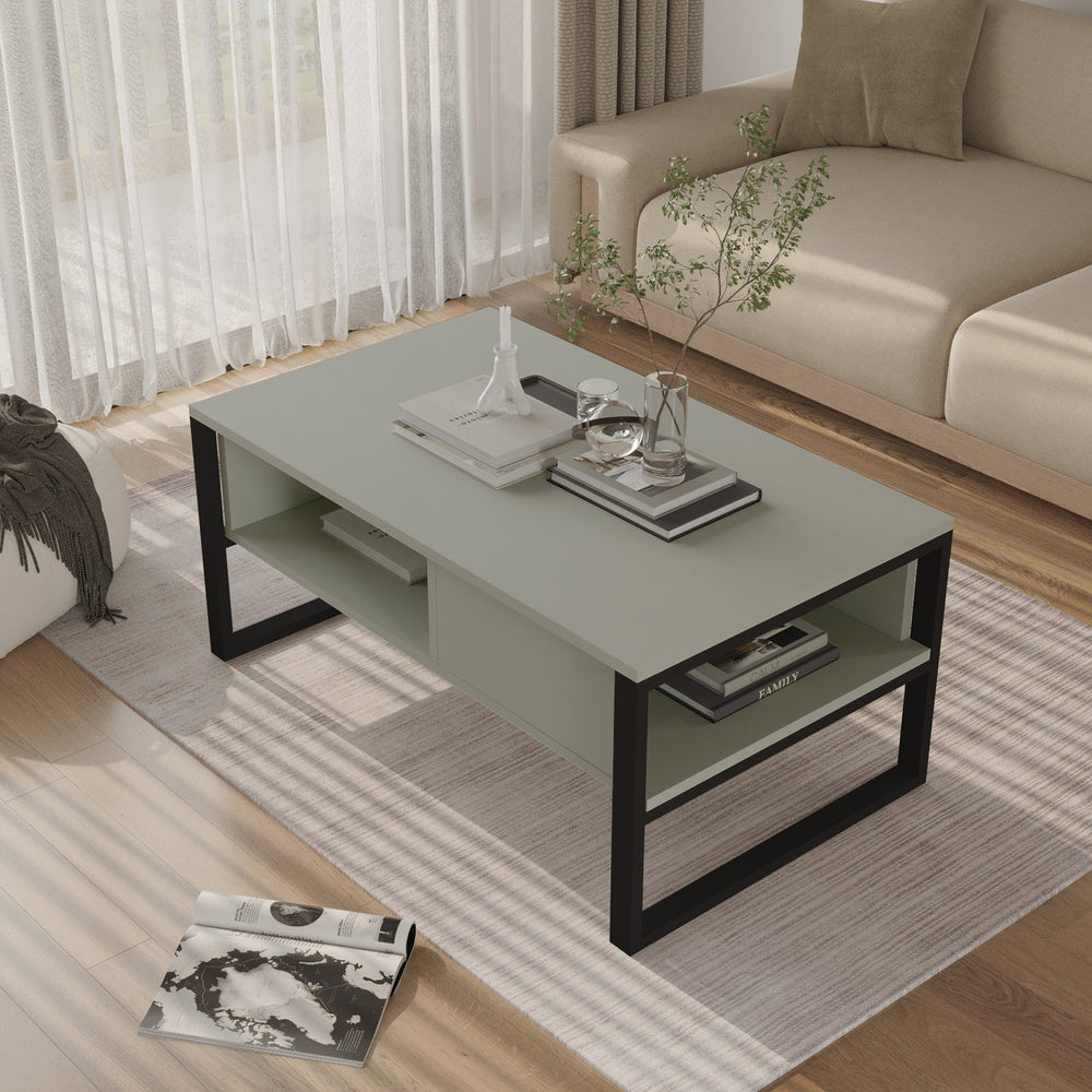 Tavolino Centrale da Salotto Laukaa con Scomparti [en.casa] 