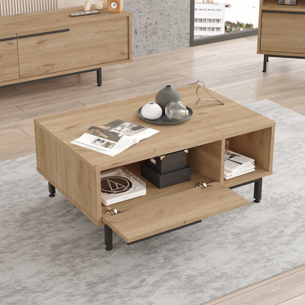 Tavolino Majaajoå da Salotto con Scomparto Chiuso e Aperto - [en.casa]