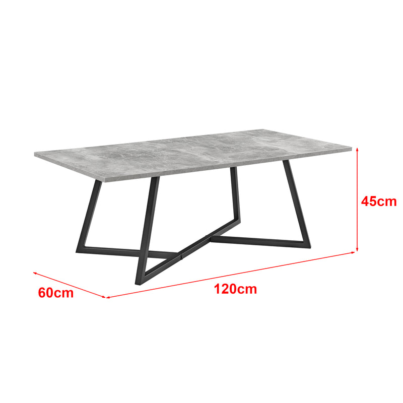 Schizzo in scala Tavolino da caffè/da Divano (LxLxA) 120x60x45 cm Tavolino Basso da Salotto/Soggiorno con Gambe in Acciaio e Piano in MDF di Forma Rettangolare - Vari Colori 