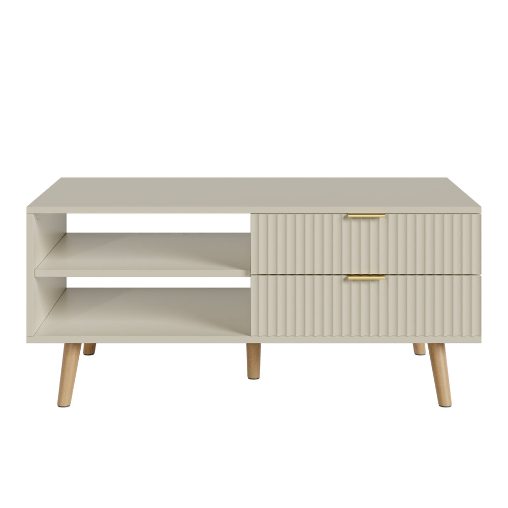 Tavolino da Salotto Nand con 2 Cassetti e 3 Scomparti Aperti 100 x 50 x 45 cm [en.casa] 