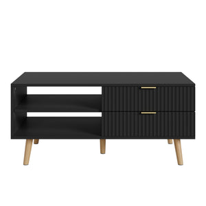 Tavolino da Salotto Nand con 2 Cassetti e 3 Scomparti Aperti 100 x 50 x 45 cm [en.casa] 