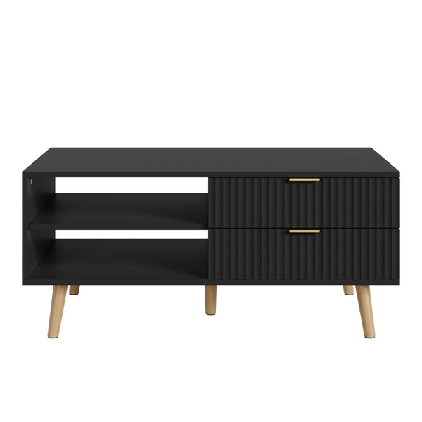 Tavolino da Salotto Nand con 2 Cassetti e 3 Scomparti Aperti 100 x 50 x 45 cm [en.casa] 