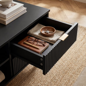 Tavolino da Salotto Nand con 2 Cassetti e 3 Scomparti Aperti 100 x 50 x 45 cm [en.casa] 