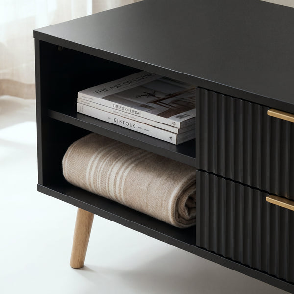 Tavolino da Salotto Nand con 2 Cassetti e 3 Scomparti Aperti 100 x 50 x 45 cm [en.casa] 