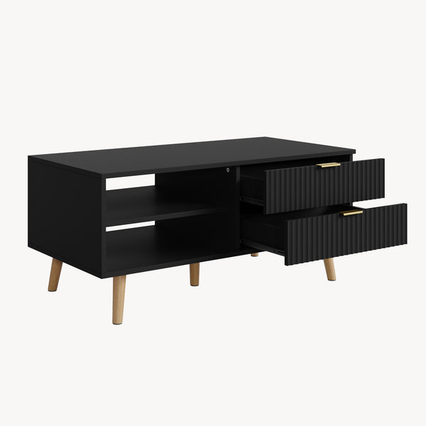 Tavolino da Salotto Nand con 2 Cassetti e 3 Scomparti Aperti 100 x 50 x 45 cm [en.casa] 