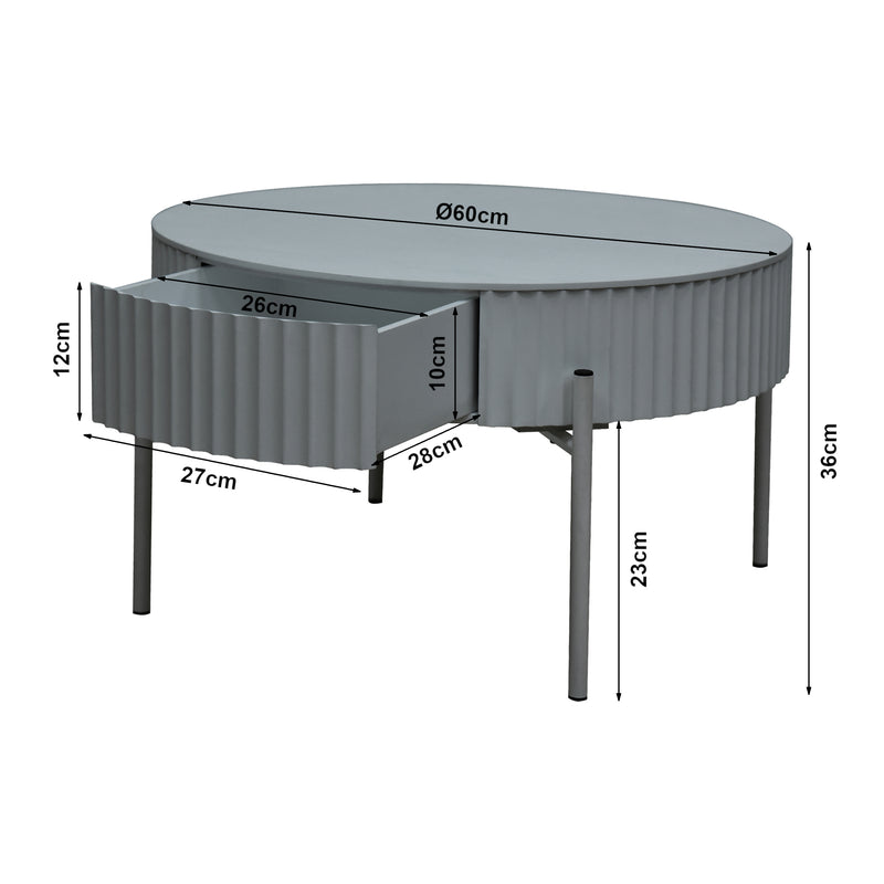 Schizzo in scala Tavolino da Caffè Rill con Cassetto 36 x Ø60 cm - Vari Colori [en.casa]