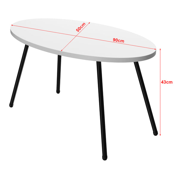 Tavolino Basso da caffè 'Skærbæk' (AxLxP) 43 x 90 x 50 cm Tavolino da Salotto con Piano Ovale in Vari Colori [en.casa]
