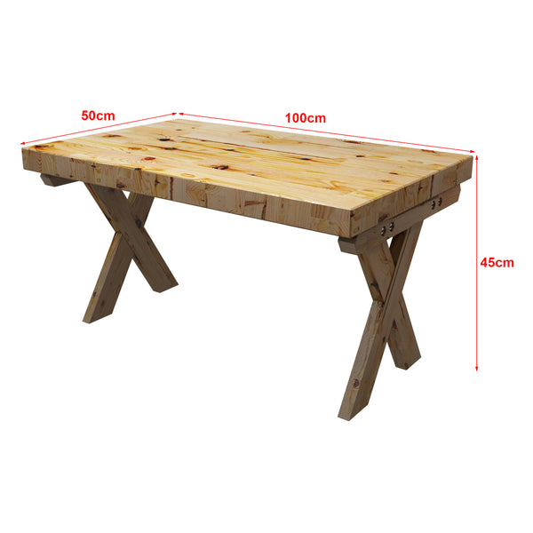 Tavolino Basso da Salotto 'Tommerup' Tavolino in Legno di Pino Gambe a X e Piano Quadrato - Vari Colori e Misure [en.casa]