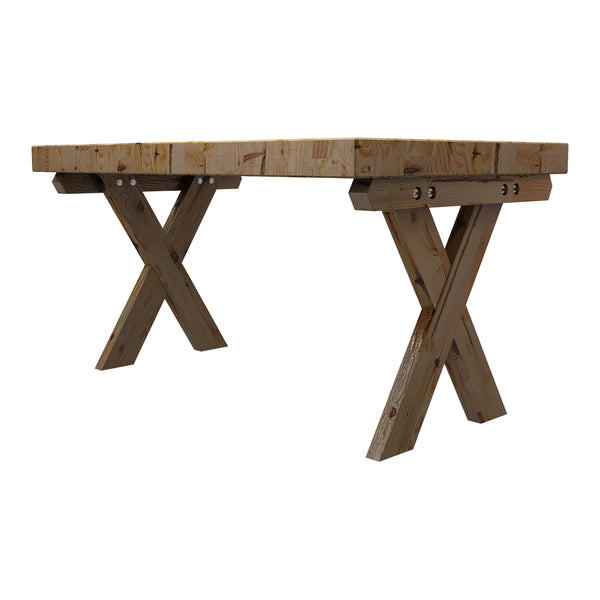 Tavolino Basso da Salotto 'Tommerup' Tavolino in Legno di Pino Gambe a X e Piano Quadrato - Vari Colori e Misure [en.casa]