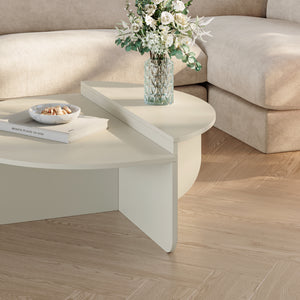 Tavolino Basso da Salotto Tondesdaslo con 2 Piani Semicircolari di Diverse Misure [en.casa]
