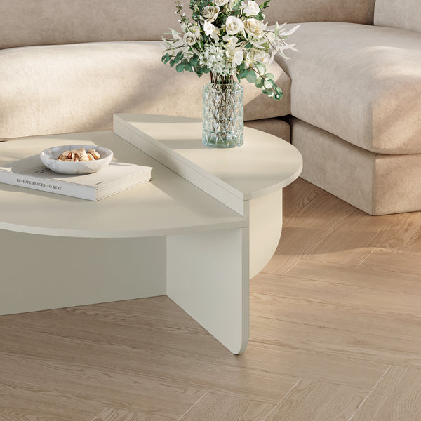 Tavolino Basso da Salotto Tondesdaslo con 2 Piani Semicircolari di Diverse Misure [en.casa]