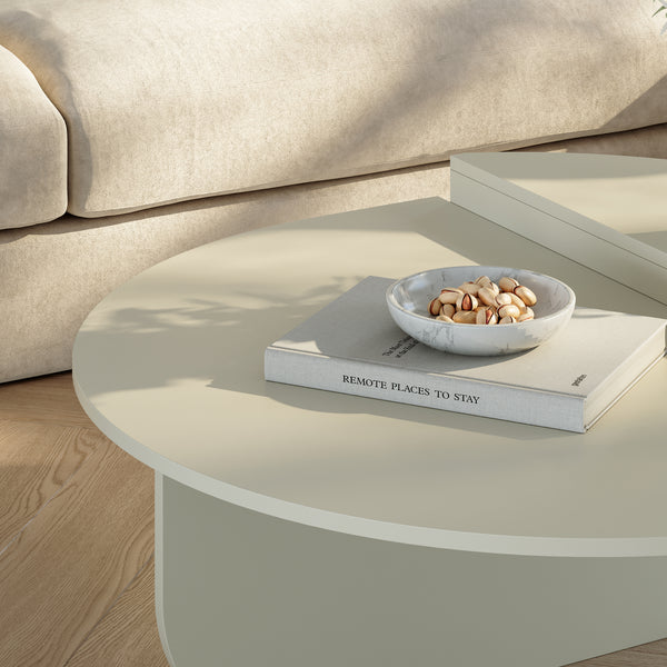Tavolino Basso da Salotto Tondesdaslo con 2 Piani Semicircolari di Diverse Misure [en.casa]