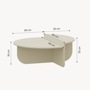 Tavolino Basso da Salotto Tondesdaslo con 2 Piani Semicircolari di Diverse Misure [en.casa]