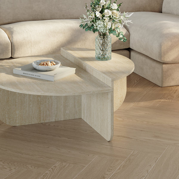 Tavolino Basso da Salotto Tondesdaslo con 2 Piani Semicircolari di Diverse Misure [en.casa]