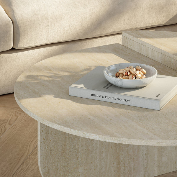 Tavolino Basso da Salotto Tondesdaslo con 2 Piani Semicircolari di Diverse Misure [en.casa]