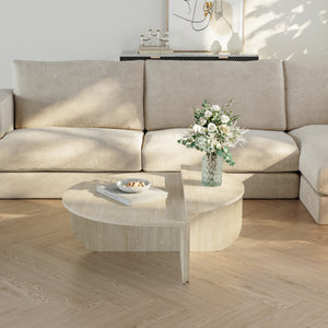 Tavolino Basso da Salotto Tondesdaslo con 2 Piani Semicircolari di Diverse Misure [en.casa]