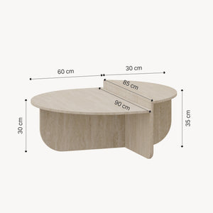 Tavolino Basso da Salotto Tondesdaslo con 2 Piani Semicircolari di Diverse Misure [en.casa]
