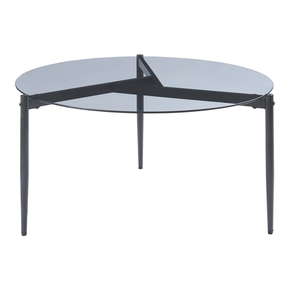 Tavolino da Salotto Ulökantaa con Piano Rotondo in Vetro Fumé - Vari Colori [en.casa]