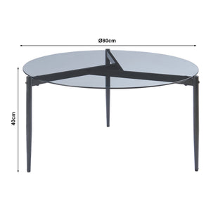 Tavolino da Salotto Ulökantaa con Piano Rotondo in Vetro Fumé - Vari Colori [en.casa]