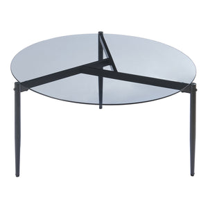 Tavolino da Salotto Ulökantaa con Piano Rotondo in Vetro Fumé - Vari Colori [en.casa]