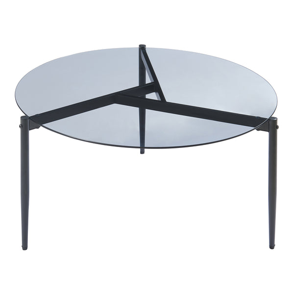 Tavolino da Salotto Ulökantaa con Piano Rotondo in Vetro Fumé - Vari Colori [en.casa]