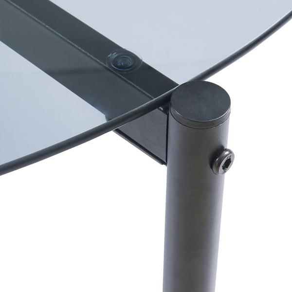 Tavolino da Salotto Ulökantaa con Piano Rotondo in Vetro Fumé - Vari Colori [en.casa]