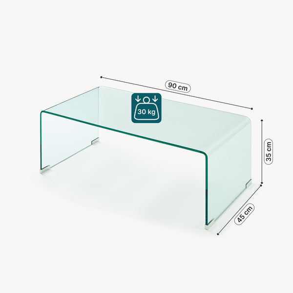 Tavolino da Caffè Väsas in Vetro 90 x 45 x 35 cm [en.casa]