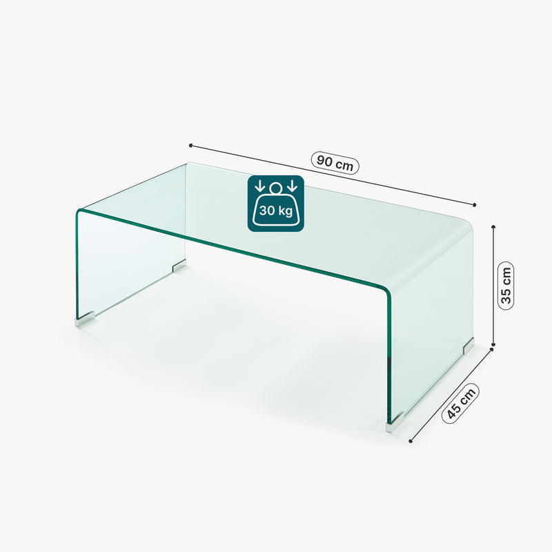 Schizzo in scala Tavolino da Caffè Väsas in Vetro 90 x 45 x 35 cm [en.casa]