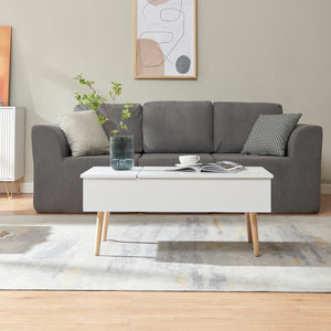 Tavolino da Salotto Flesen con Piano Sollevabile e Scomparti 92 x 52 x 41 cm [en.casa]