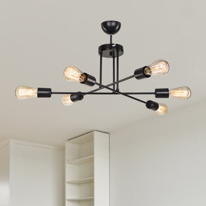 Plafoniera Derry 6xE27 Metallo Nero [lux.pro]