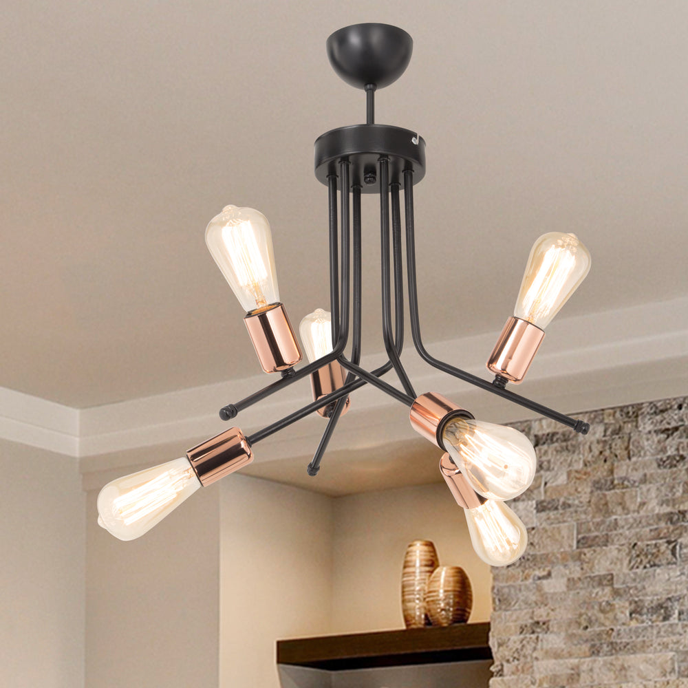 Plafoniera 'Halesowen' a 6 Fonti di Luce - Lampadario in Metallo Senza Paralume - Vari Colori [lux.pro]