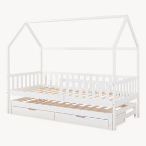 Letto a Casetta per Cameretta Aarghonmaa in Legno di Pino con Letto Estraibile e 2 Cassetti 90x200 cm [en.casa]