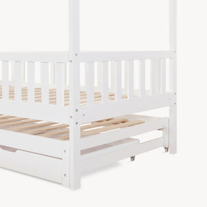 Letto a Casetta per Cameretta Aarghonmaa in Legno di Pino con Letto Estraibile e 2 Cassetti 90x200 cm [en.casa]