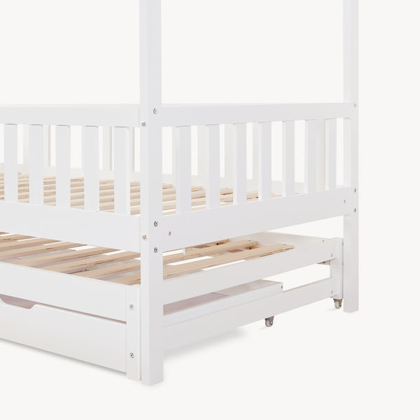 Letto a Casetta per Cameretta Aarghonmaa in Legno di Pino con Letto Estraibile e 2 Cassetti 90x200 cm [en.casa]