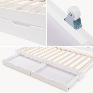 Letto a Casetta per Cameretta Aarghonmaa in Legno di Pino con Letto Estraibile e 2 Cassetti 90x200 cm [en.casa]
