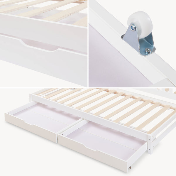 Letto a Casetta per Cameretta Aarghonmaa in Legno di Pino con Letto Estraibile e 2 Cassetti 90x200 cm [en.casa]