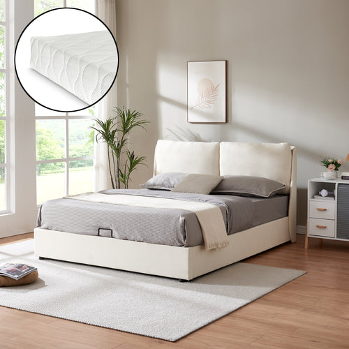 Letto imbottito Lunner con materasso [en.casa]