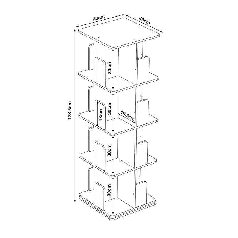 Schizzo in scala Libreria Girevole per Cameretta Talöpintaa Scaffale Rotante Espositore [en.casa] 