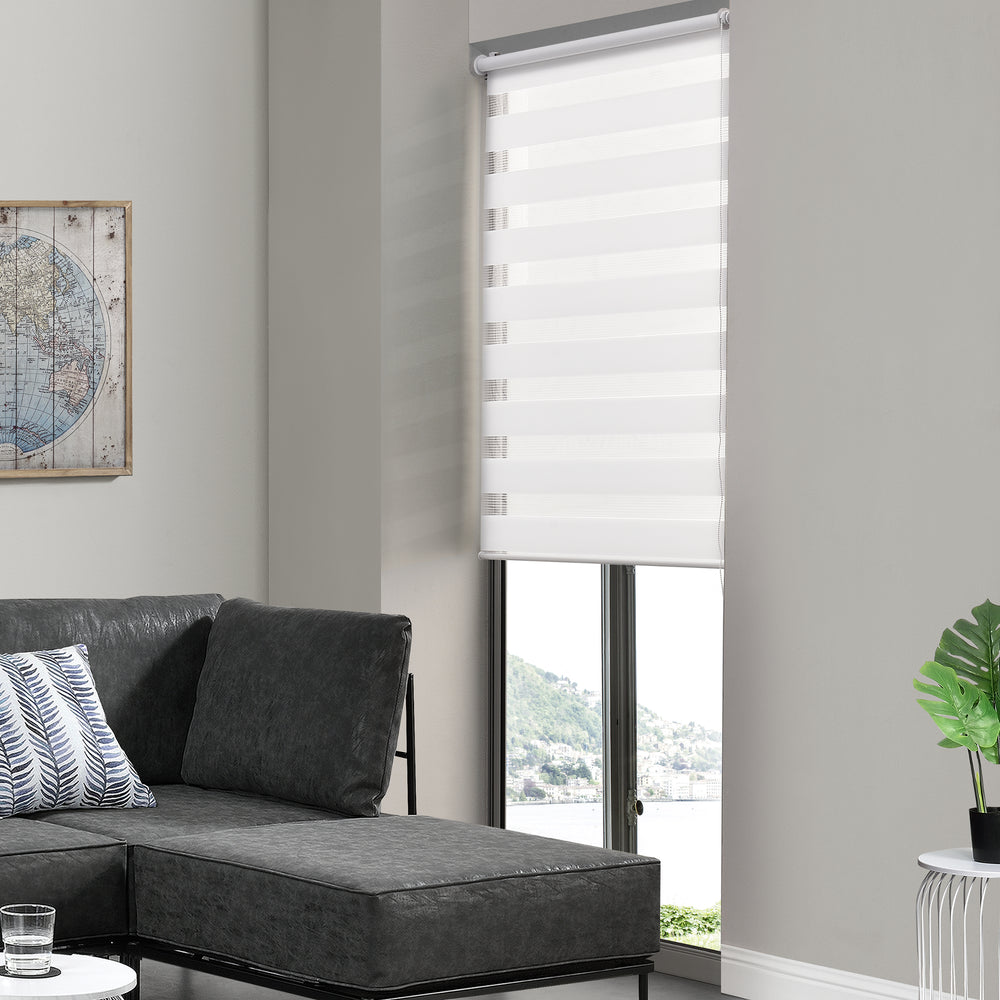 Duo Rollo in diverse dimensioni Tenda a rullo zebra Bianco / Grigio scuro