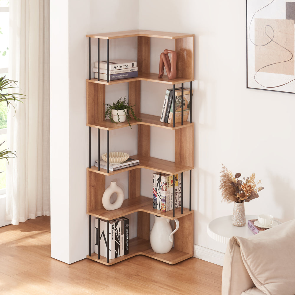 Scaffale Angolare Afrel con 5 Ripiani Aperti 160x54x54 cm - Vari Colori [en.casa]