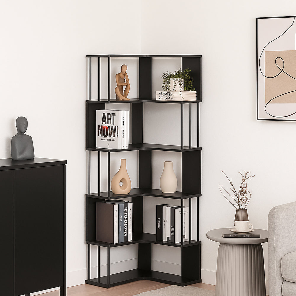 Scaffale Angolare Afrel con 5 Ripiani Aperti 160x54x54 cm - Vari Colori [en.casa]