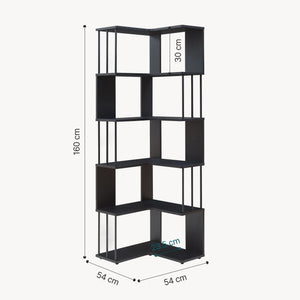 Scaffale Angolare Afrel con 5 Ripiani Aperti 160x54x54 cm - Vari Colori [en.casa]