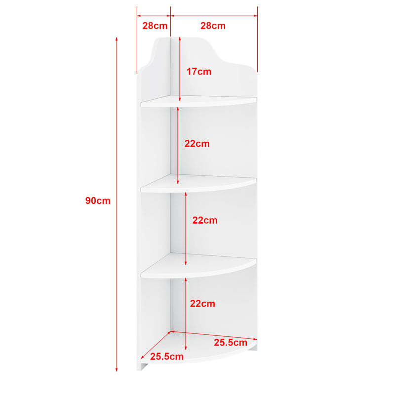 Schizzo in scala Scaffale Angolare Bjurholm a 4 Ripiani Aperti 90 x 28 x 28 cm [en.casa]